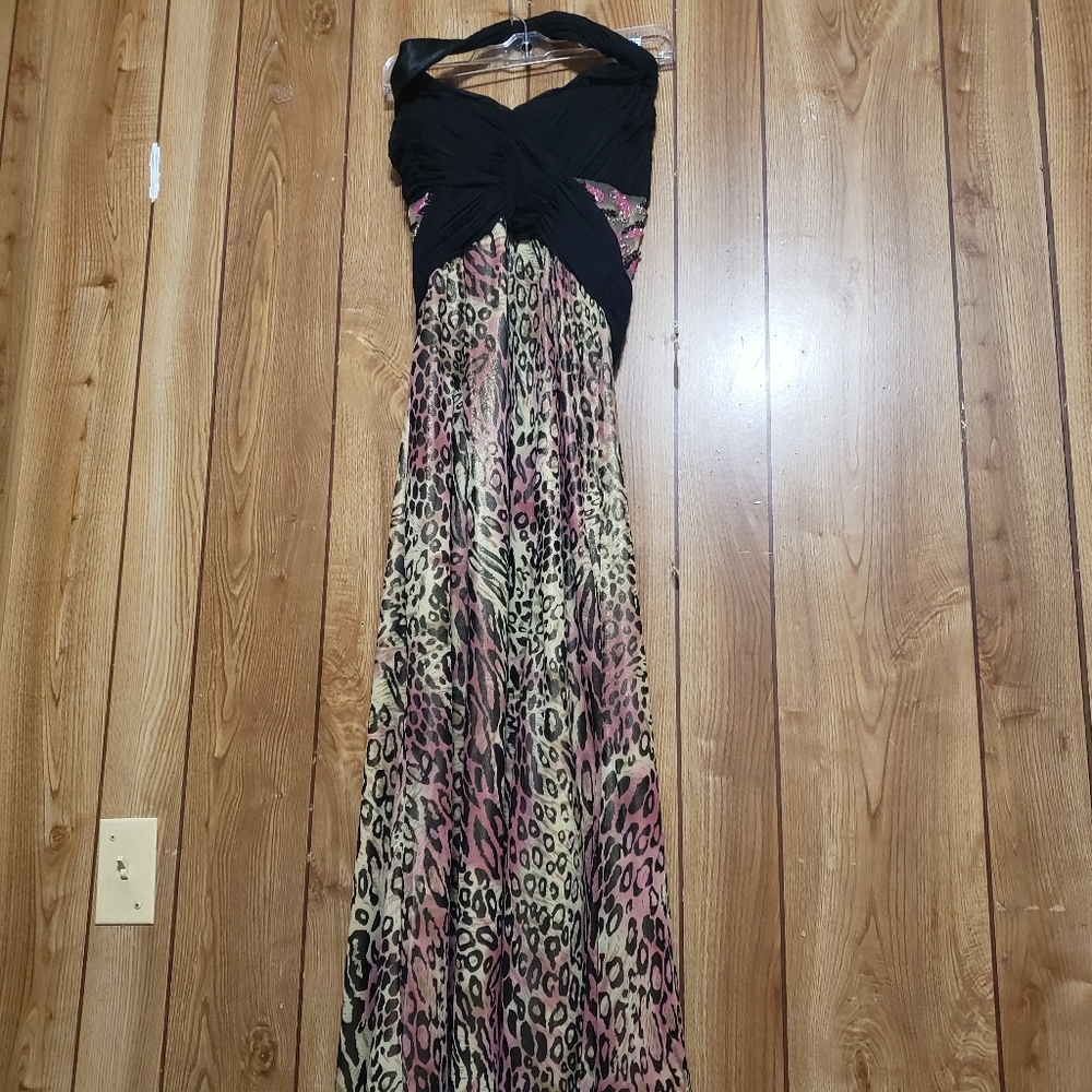 Formal Dress Size 8 Halter, High Low Hem, Beaded Frenchy By Heidi Weisel